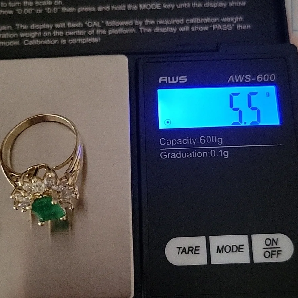 Art deco 14k yellow gold 3ct emerald diamonds ring size 8 - Picture 8 of 12